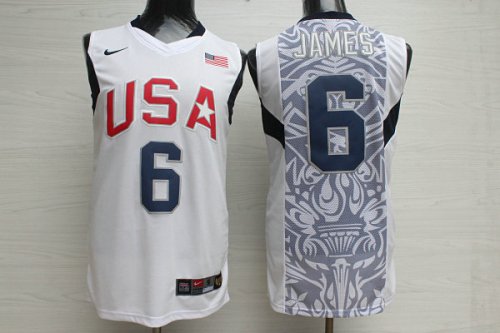 Nike Team USA 2008 Olympics LeBron James 6 Basketball Jersey White